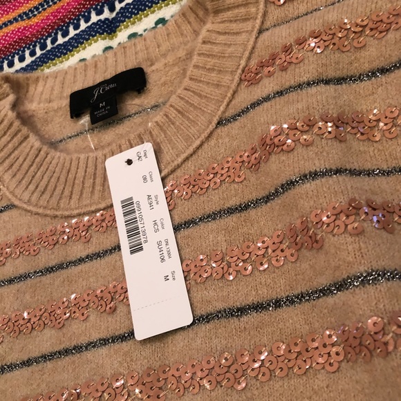 Jcrew sequin super soft sweater, camel, NWT, sz m - Picture 4 of 5